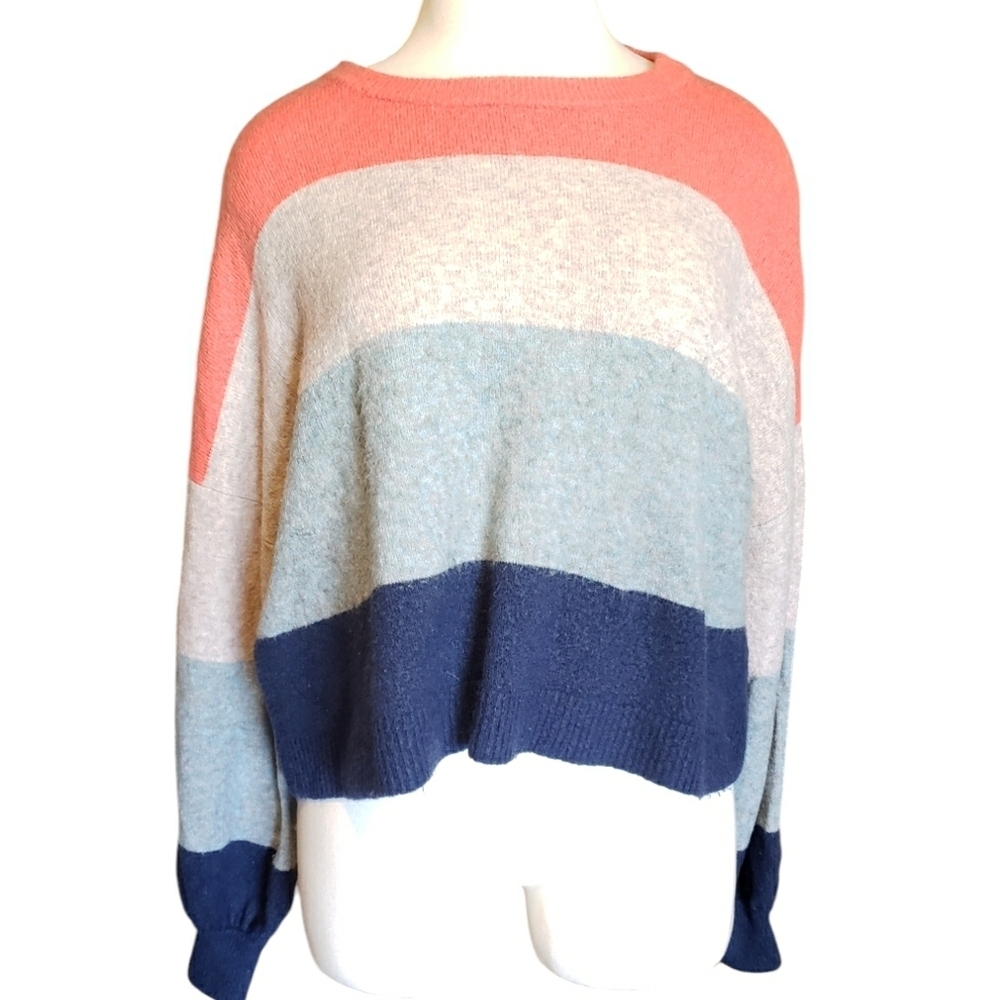 Madewell Sweater Womens  XXL Striped Gladwell Balloon Sleeve Alpaca Pullover